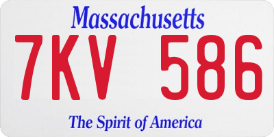 MA license plate 7KV586