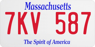 MA license plate 7KV587
