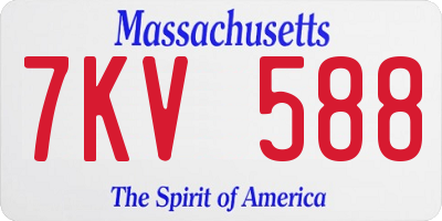 MA license plate 7KV588