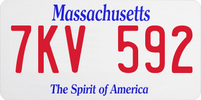 MA license plate 7KV592