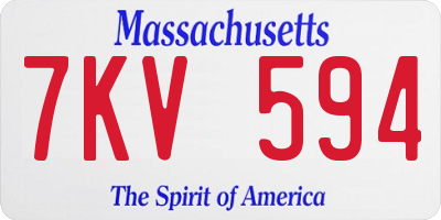 MA license plate 7KV594