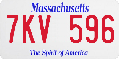 MA license plate 7KV596