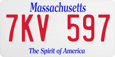 MA license plate 7KV597