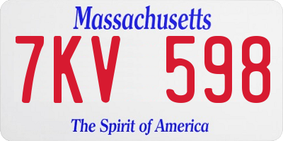 MA license plate 7KV598