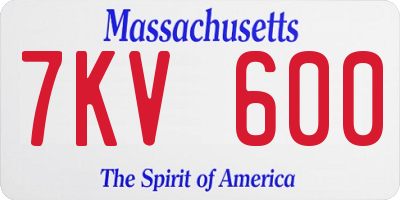 MA license plate 7KV600