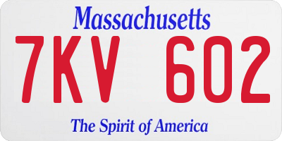 MA license plate 7KV602