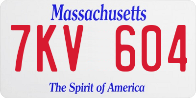 MA license plate 7KV604