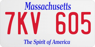 MA license plate 7KV605