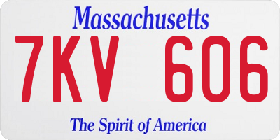 MA license plate 7KV606