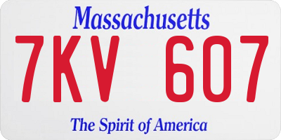 MA license plate 7KV607