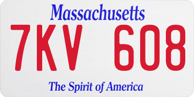 MA license plate 7KV608