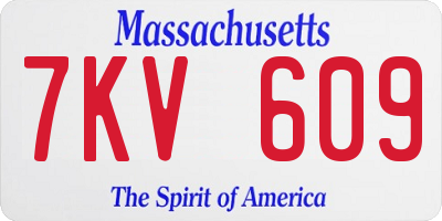 MA license plate 7KV609
