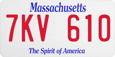 MA license plate 7KV610