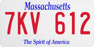 MA license plate 7KV612