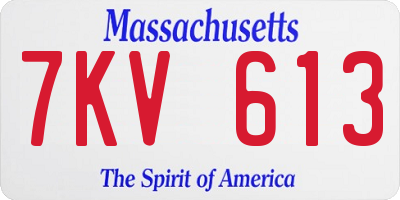 MA license plate 7KV613
