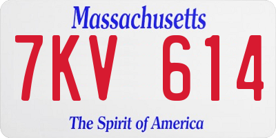 MA license plate 7KV614