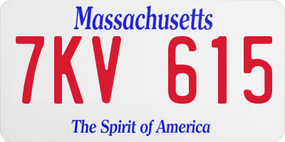 MA license plate 7KV615