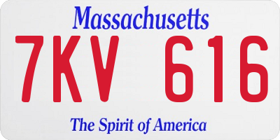 MA license plate 7KV616