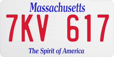 MA license plate 7KV617