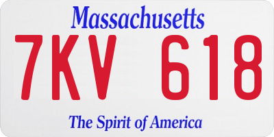 MA license plate 7KV618