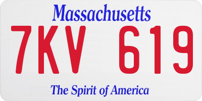 MA license plate 7KV619