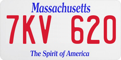 MA license plate 7KV620