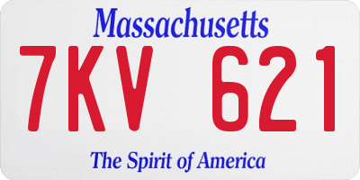 MA license plate 7KV621