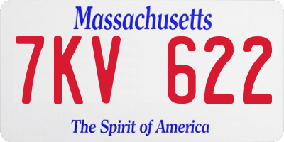 MA license plate 7KV622