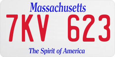 MA license plate 7KV623