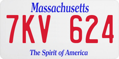MA license plate 7KV624