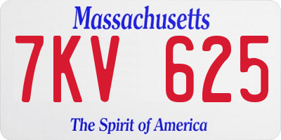 MA license plate 7KV625