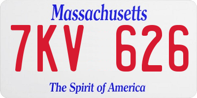 MA license plate 7KV626