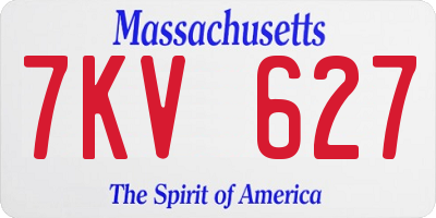 MA license plate 7KV627