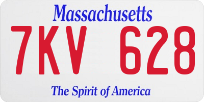 MA license plate 7KV628