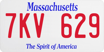 MA license plate 7KV629