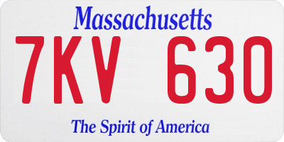MA license plate 7KV630