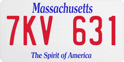 MA license plate 7KV631