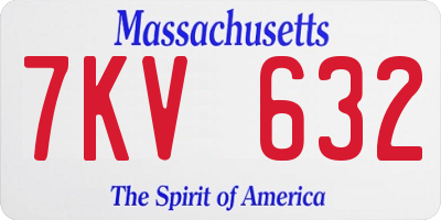 MA license plate 7KV632