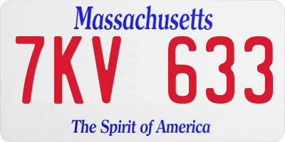 MA license plate 7KV633