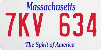 MA license plate 7KV634