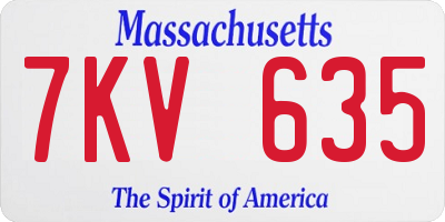 MA license plate 7KV635