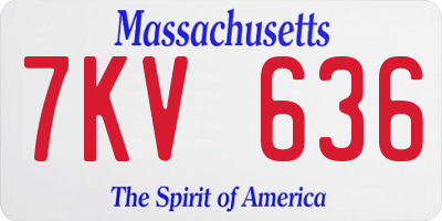 MA license plate 7KV636