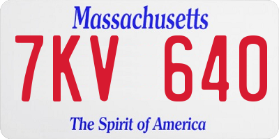 MA license plate 7KV640