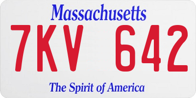 MA license plate 7KV642
