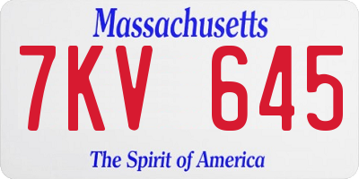 MA license plate 7KV645