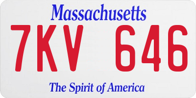 MA license plate 7KV646