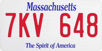 MA license plate 7KV648