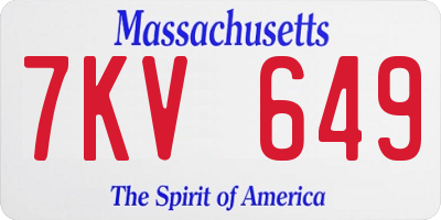 MA license plate 7KV649