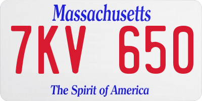 MA license plate 7KV650