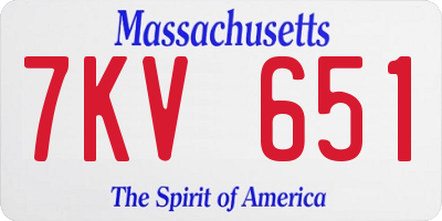 MA license plate 7KV651